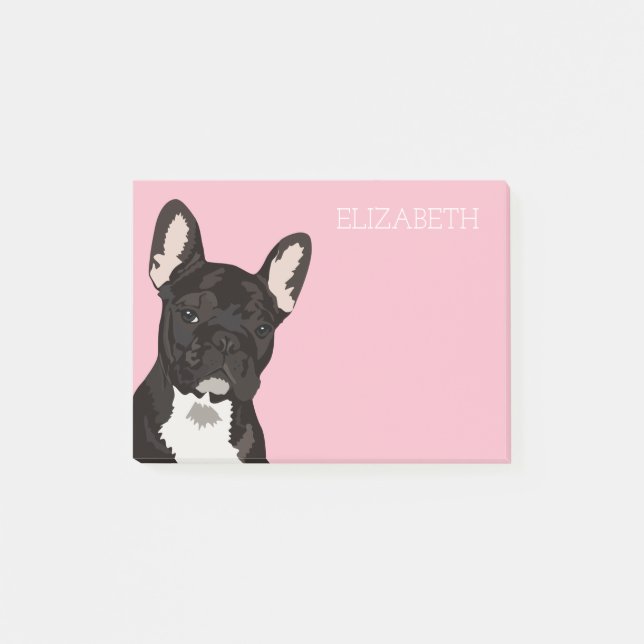 Notas Post-it® Bulldog francés el | Frenchie lindo rosado (Anverso)