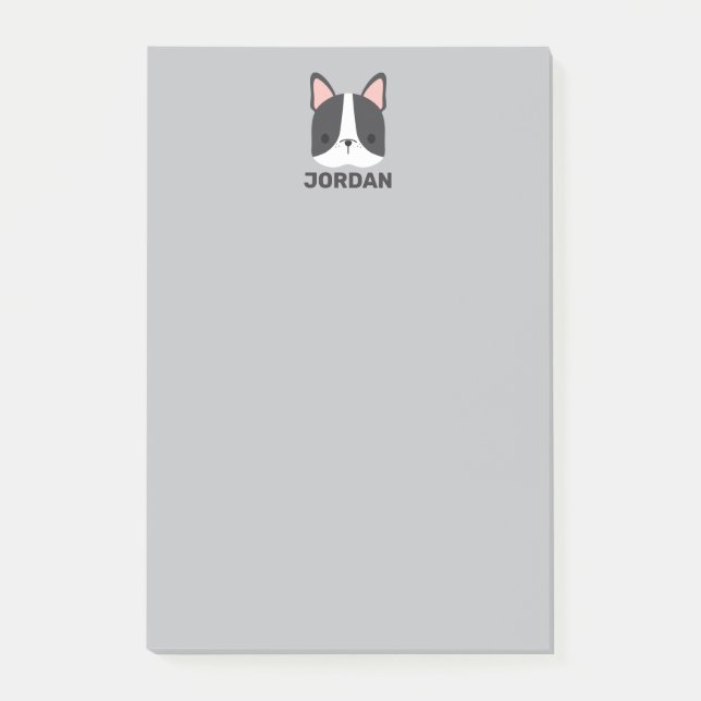 Notas Post-it® Bulldog Francés Lindo con Nombre Personalizado (Anverso)