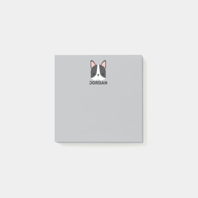 Notas Post-it® Bulldog francés lindo con nombre personalizado (Anverso)