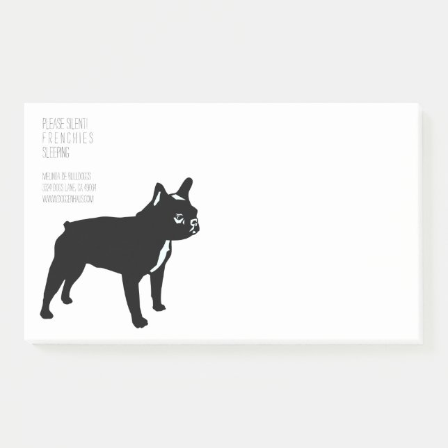 Notas Post-it® Bulldog Francés Negro Cool (Anverso)