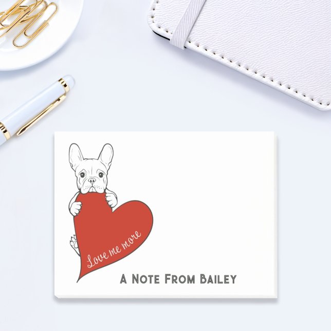 Notas Post-it® Bulldog francés personalizado con corazón rojo (Subido por el creador)