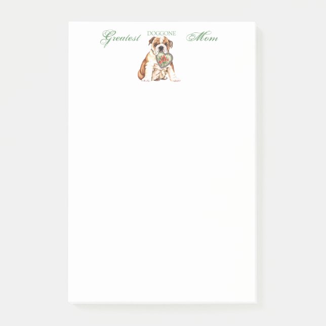 Notas Post-it® Bulldog Heart Mom (Anverso)