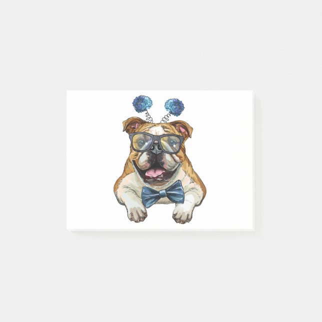 Notas Post-it® Bulldog hipster de moda (Anverso)