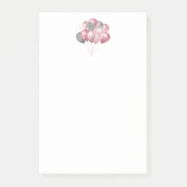 Notas Post-it® Bunch Purpurinoso en globo en rosa y plateado