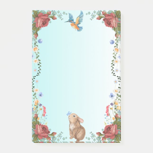 Notas Post-it® Bunny, Butterfly, Bird & Red Roses (Anverso)