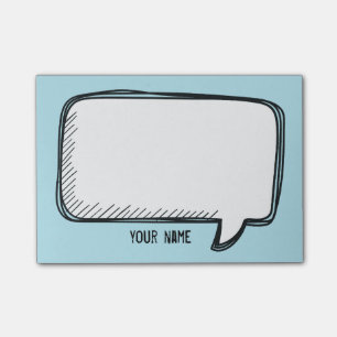 Notas Post-it® Burbuja blanca divertida con nombre azul personali
