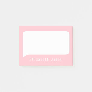 Notas Post-it® Burbuja de conversación personalizada rosa y blanc