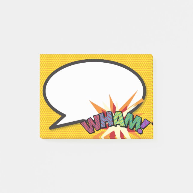 Notas Post-it® Burbuja de diálogo de arte pop de cómic WHAM (Anverso)