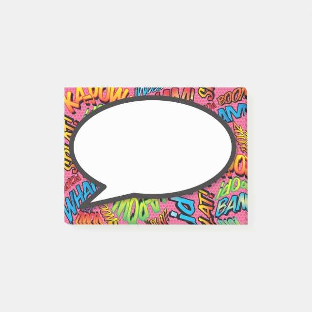 Notas Post-it® Burbuja de diálogo de cómic colorida (Anverso)