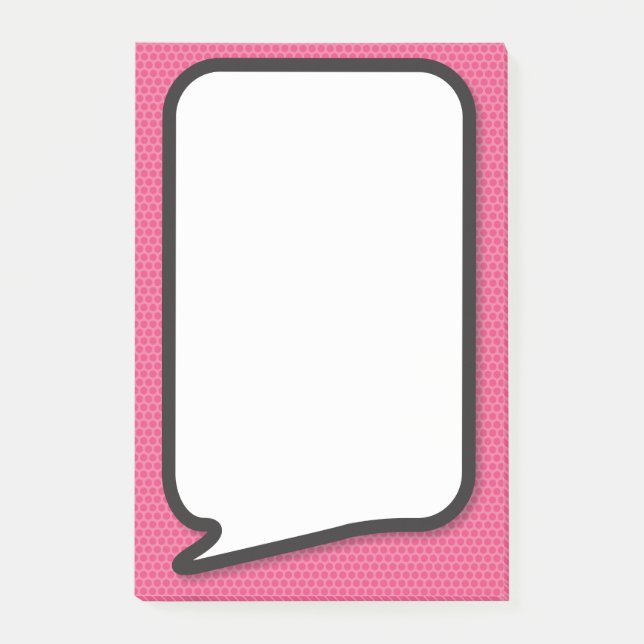 Notas Post-it® Burbuja de diálogo de cómic divertida rosa (Anverso)