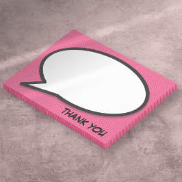 Notas Post-it® Burbuja de diálogo de cómic divertida rosa Gracias
