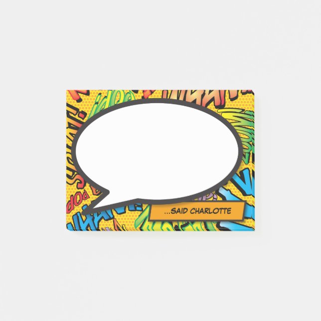 Notas Post-it® Burbuja de diálogo de cómic personalizada divertid (Anverso)