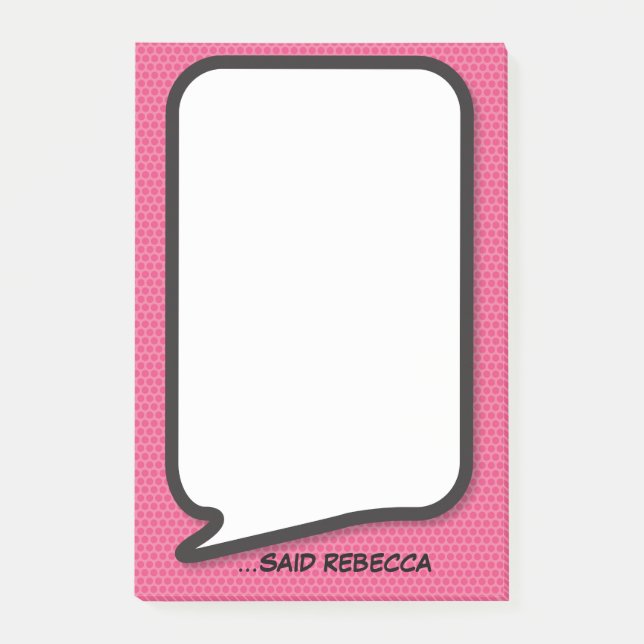 Notas Post-it® Burbuja de diálogo de cómic personalizada divertid (Anverso)