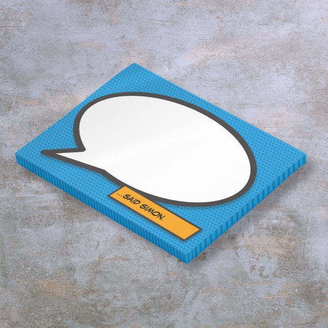 Notas Post-it® Burbuja de diálogo de nombre personalizado de cómi (Comic Book Custom Name Speech Bubble Blue Post-it Notes)
