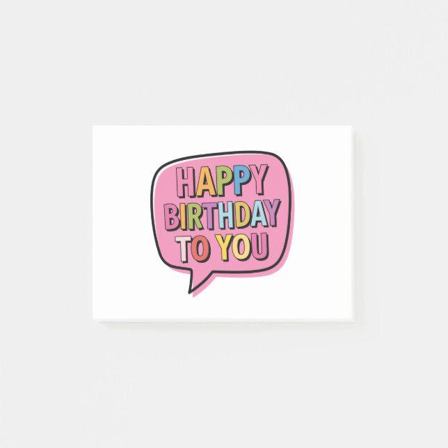 Notas Post-it® Burbuja de Feliz Cumpleaños (Anverso)