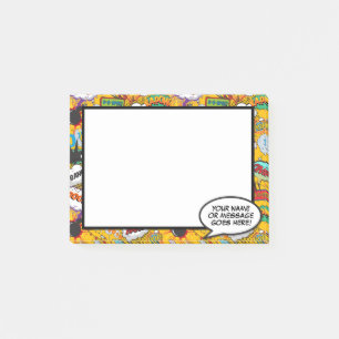 Notas Post-it® Burbuja de Mensaje Divertido de Cómic con Nombre