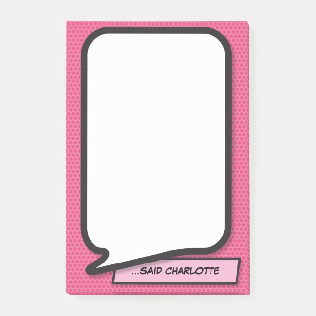 Notas Post-it® Burbuja del discurso moderno personalizado rosado  (Anverso)