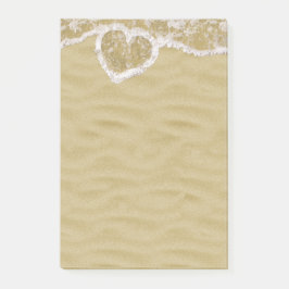 Notas Post-it® Burbujas de agua en forma de corazón en la playa