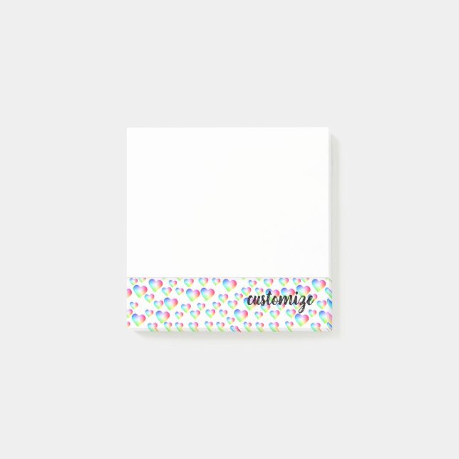 Notas Post-it® Burbujas del corazón del arco iris (Anverso)