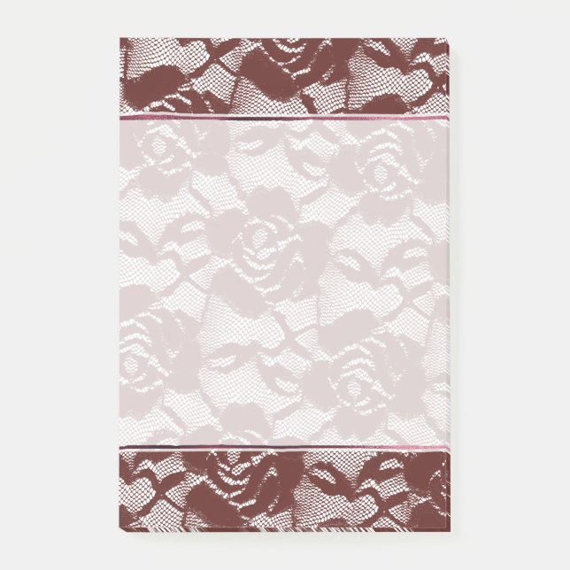 Notas Post-it® Burgundy Red Lace Floral (Anverso)
