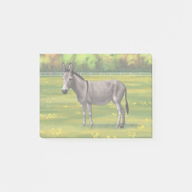 Notas Post-it® Burro Gris De Burro De Burro En Pasto (Anverso)