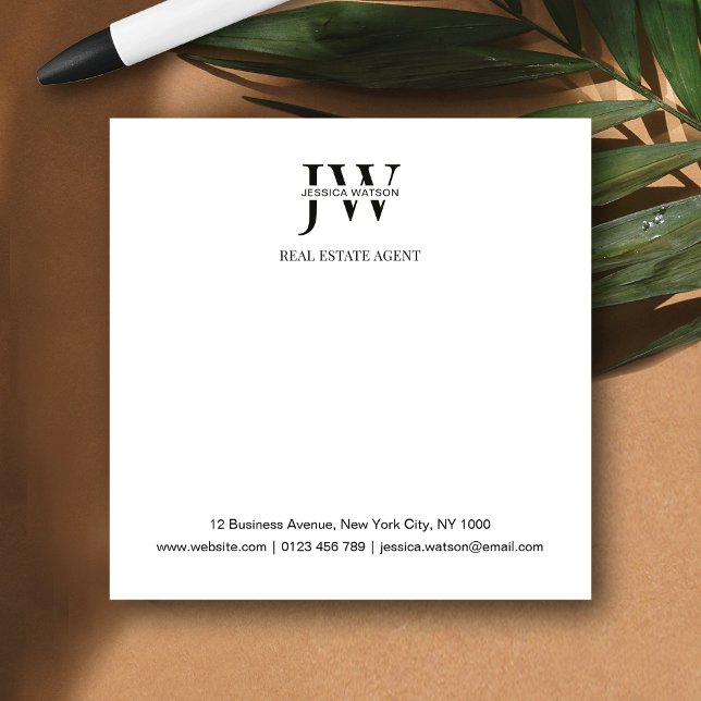 Notas Post-it® Business Address Monogram Real Estate Business (Subido por el creador)