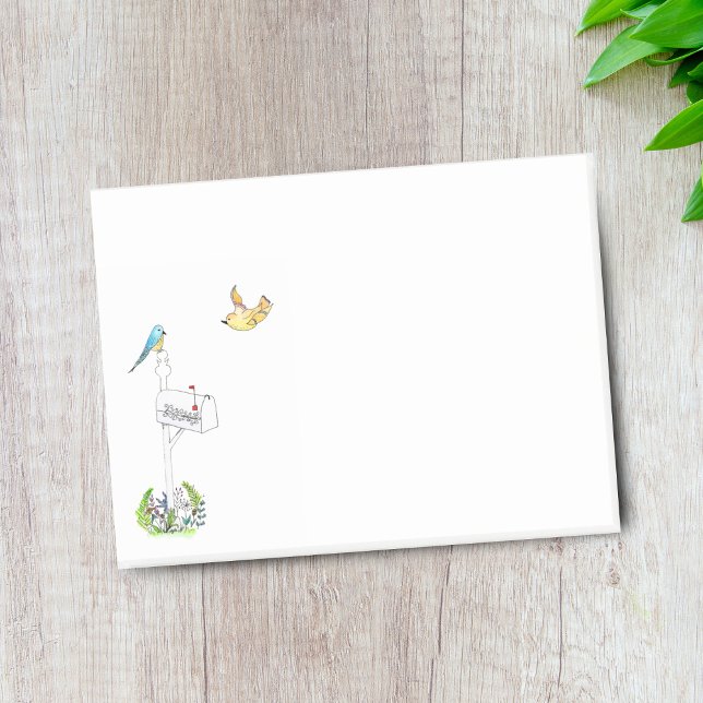 Notas Post-it® Buzón de Acuarela con Pájaros (Brighten your day with charming Watercolor Mailbox With Birds Notes.)