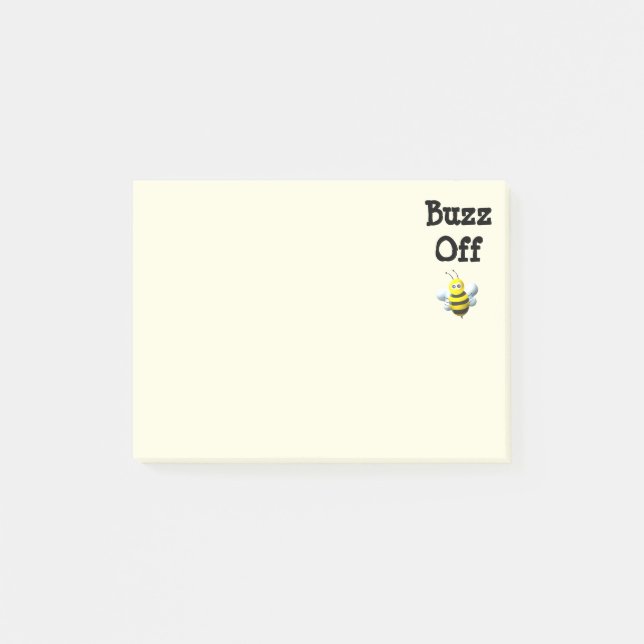 Notas Post-it® Buzz Off Bee Bumblebee Custom Text (Anverso)