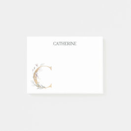 Notas Post-it® C Monograma Floral Personalizado