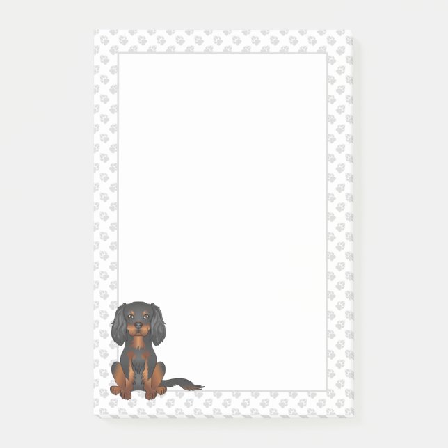 Notas Post-it® Caballero negro y moro Rey Charles Spaniel y Paws (Anverso)