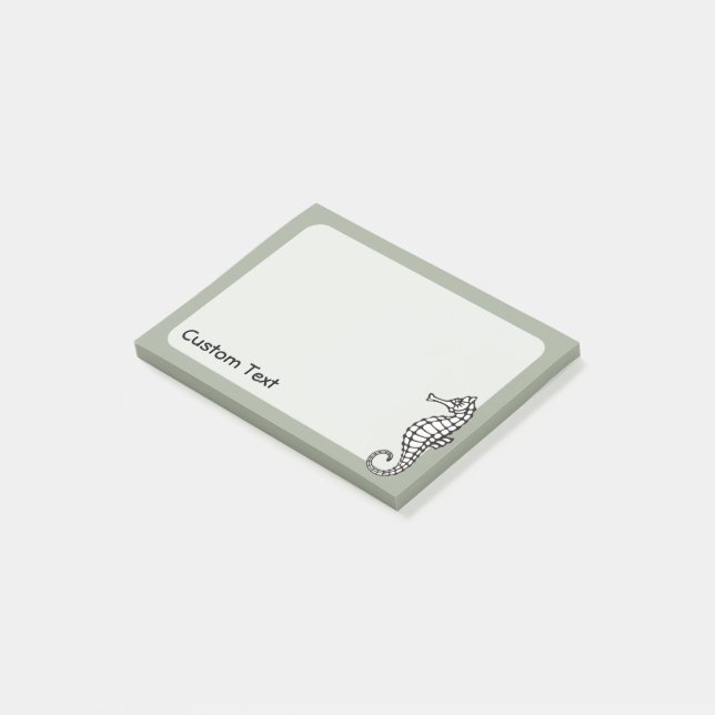 Notas Post-it® Caballito de mar negro (En perspectiva)