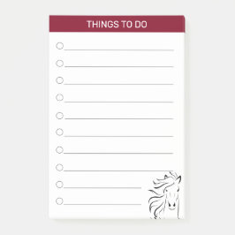 Notas Post-it® Caballo artístico moderno en burdeos y blanco