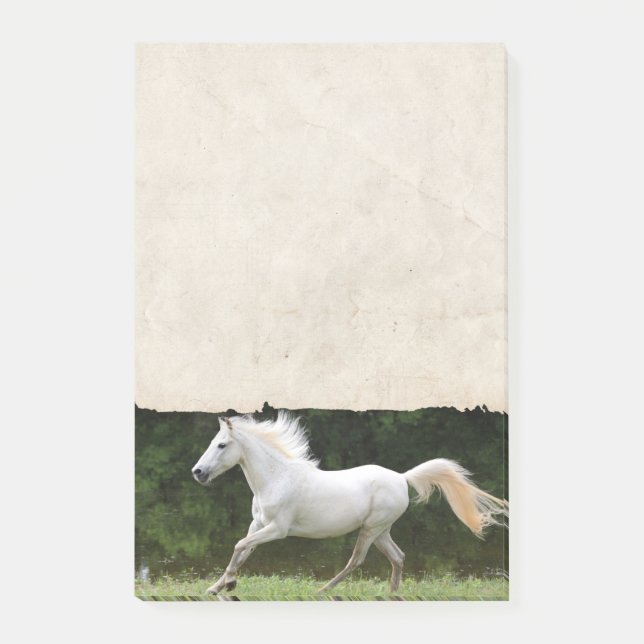Notas Post-it® Caballo blanco galopante (Anverso)