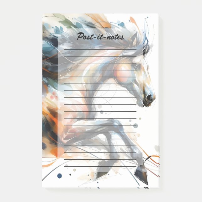 Notas Post-it® Caballo corriendo abstracto acuarela (Anverso)