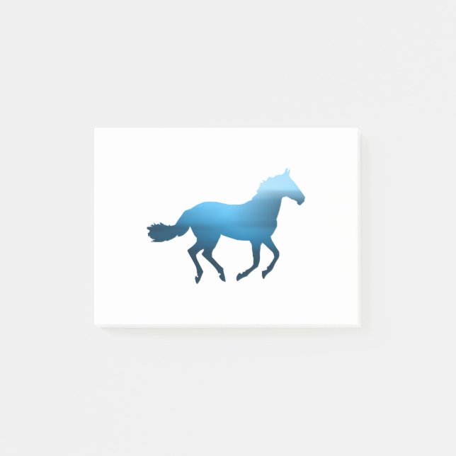 Notas Post-it® Caballo - Corriendo - Azul (Anverso)