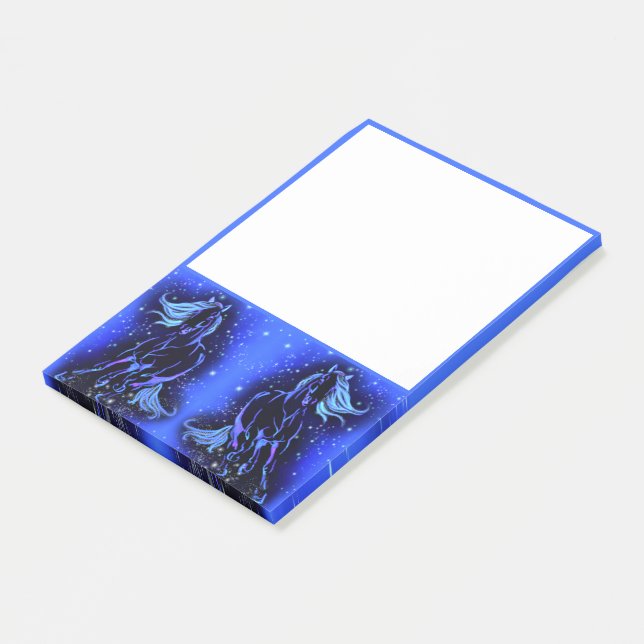 Notas Post-it® Caballo corriendo en Moonlight Blue (En perspectiva)