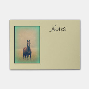 Notas Post-it® Caballo de Bahía de pie en un campo