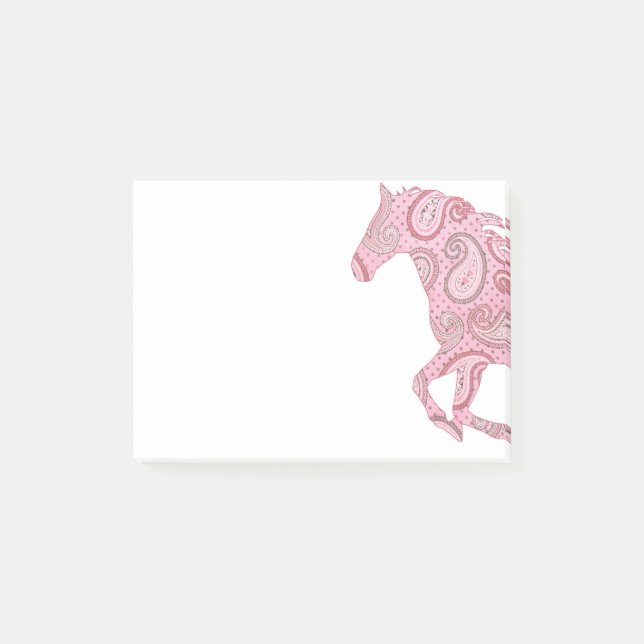Notas Post-it® Caballo de paisley rosado (Anverso)