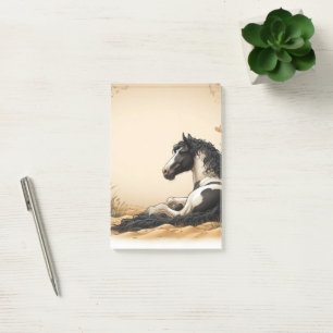 Notas Post-it® Caballo de pintura negra y blanca