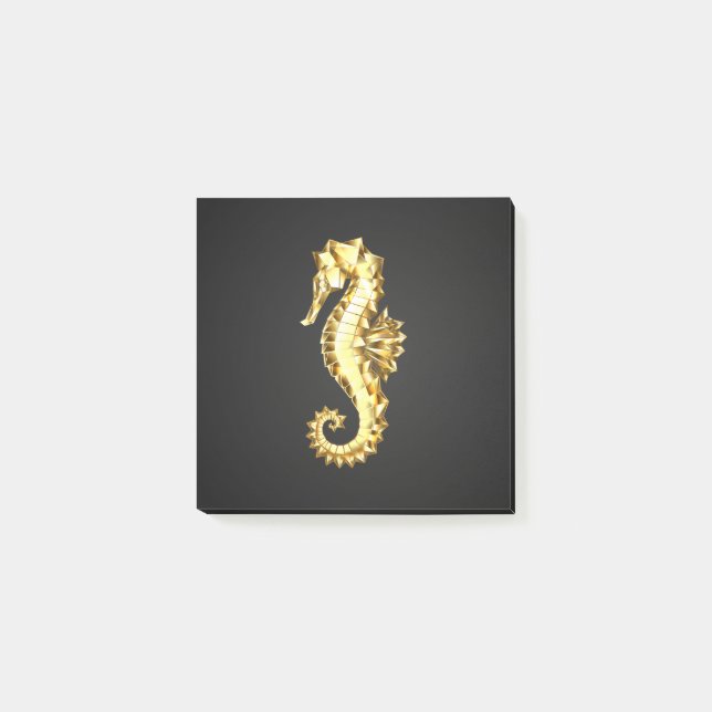 Notas Post-it® Caballo marino polígono de oro (Anverso)