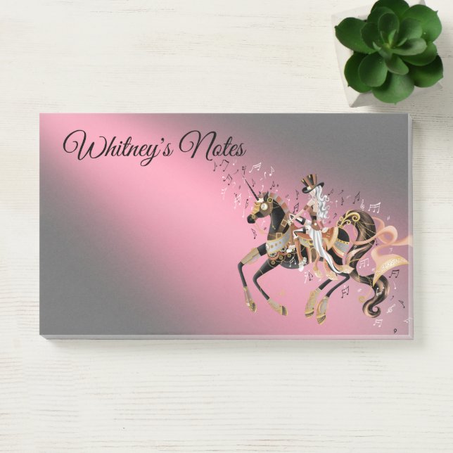 Notas Post-it® Caballo Mecánico Steampunk & Lady Pink (Oficina)