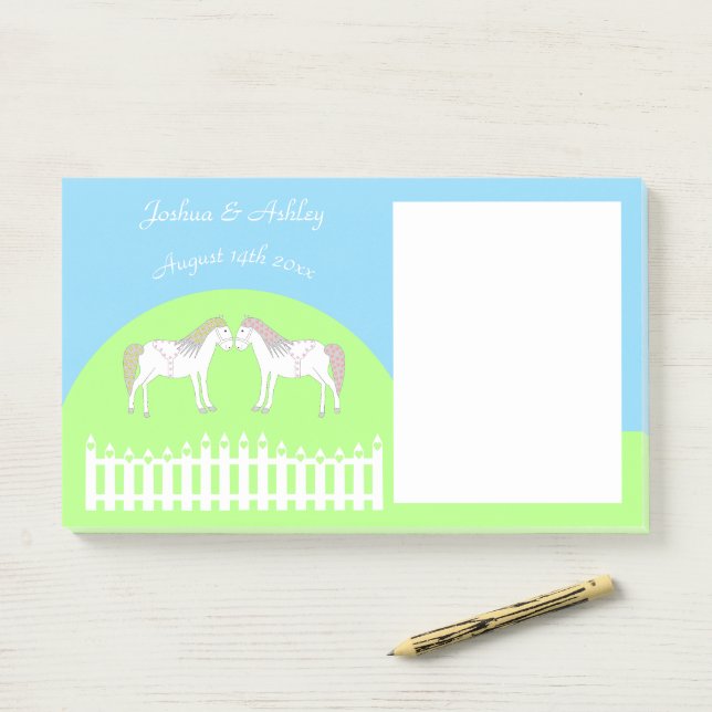 Notas Post-it® Caballos Blancos Hermosos para Bodas Personalizado (En escritorio)