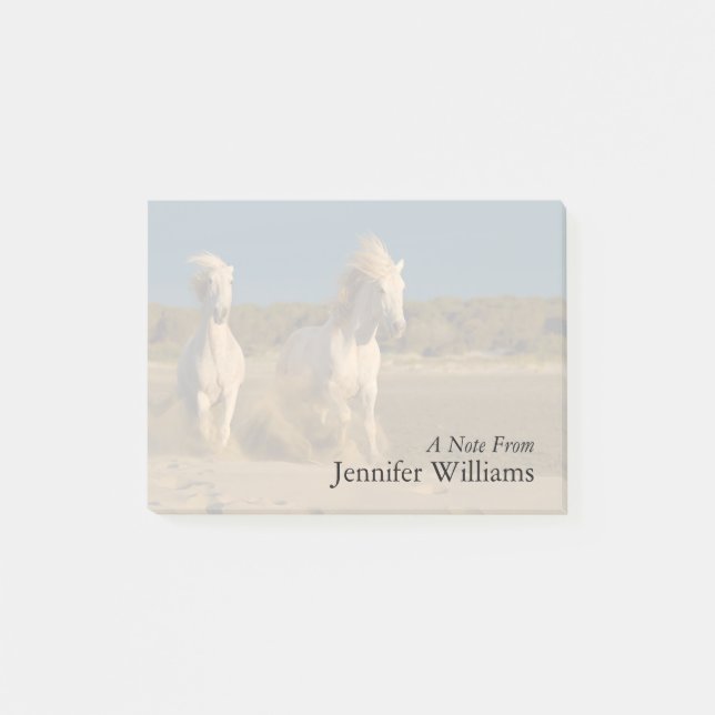 Notas Post-it® Caballos blancos que corren en la playa el | (Anverso)