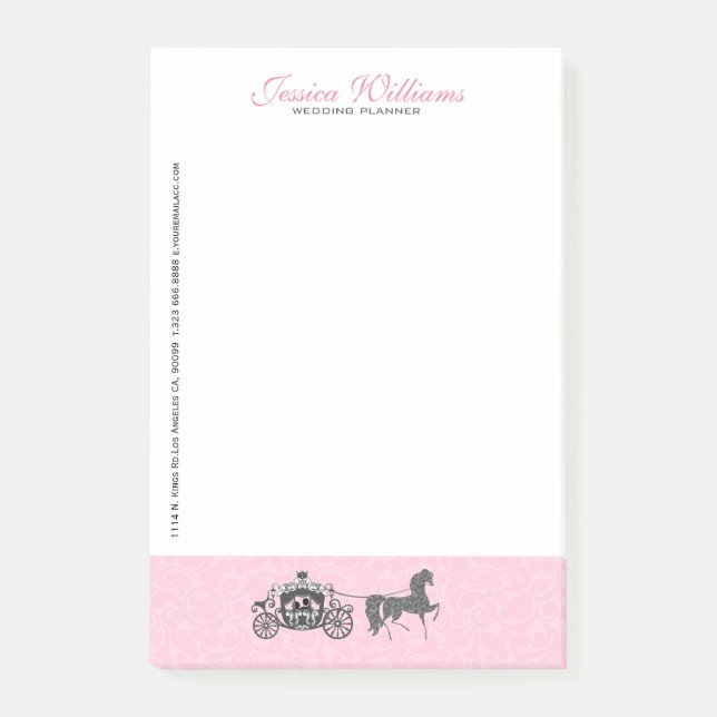 Notas Post-it® Caballos bodas Y Carriles Rosados Y Blancos (Anverso)