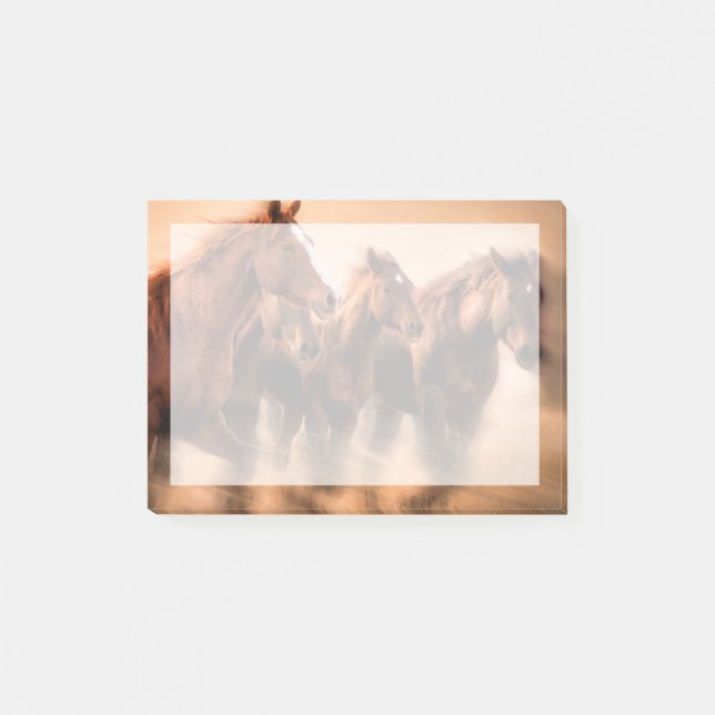 Notas Post-it® Caballos en marcha, mangos borrosos y voladores (Anverso)