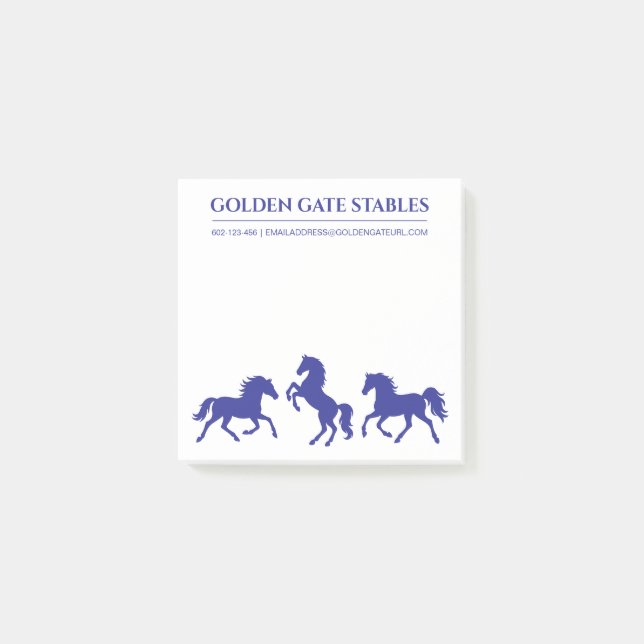 Notas Post-it® Caballos en movimiento Ecuestre Estable o Rancho (Anverso)