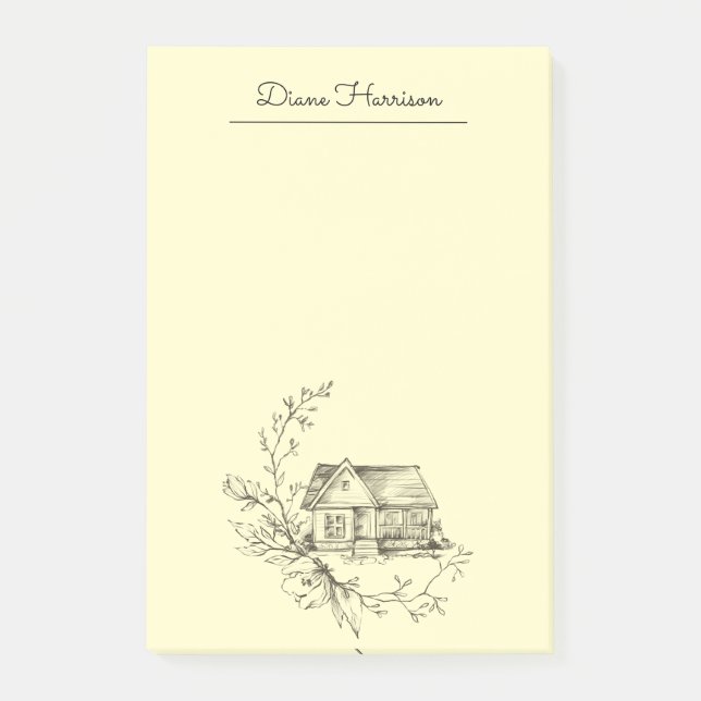 Notas Post-it® Cabaña esquemática (Anverso)