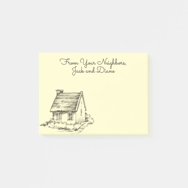 Notas Post-it® Cabaña esquemática (Anverso)