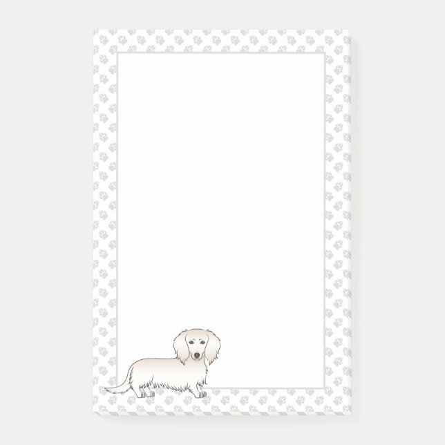 Notas Post-it® Cabello largo crema Dachshund Cute Cartog Perro &  (Anverso)