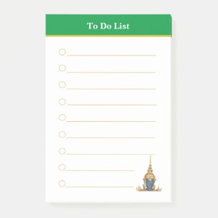Notas Post-it® Cabeza de Buda y lista de tareas con encabezado ve